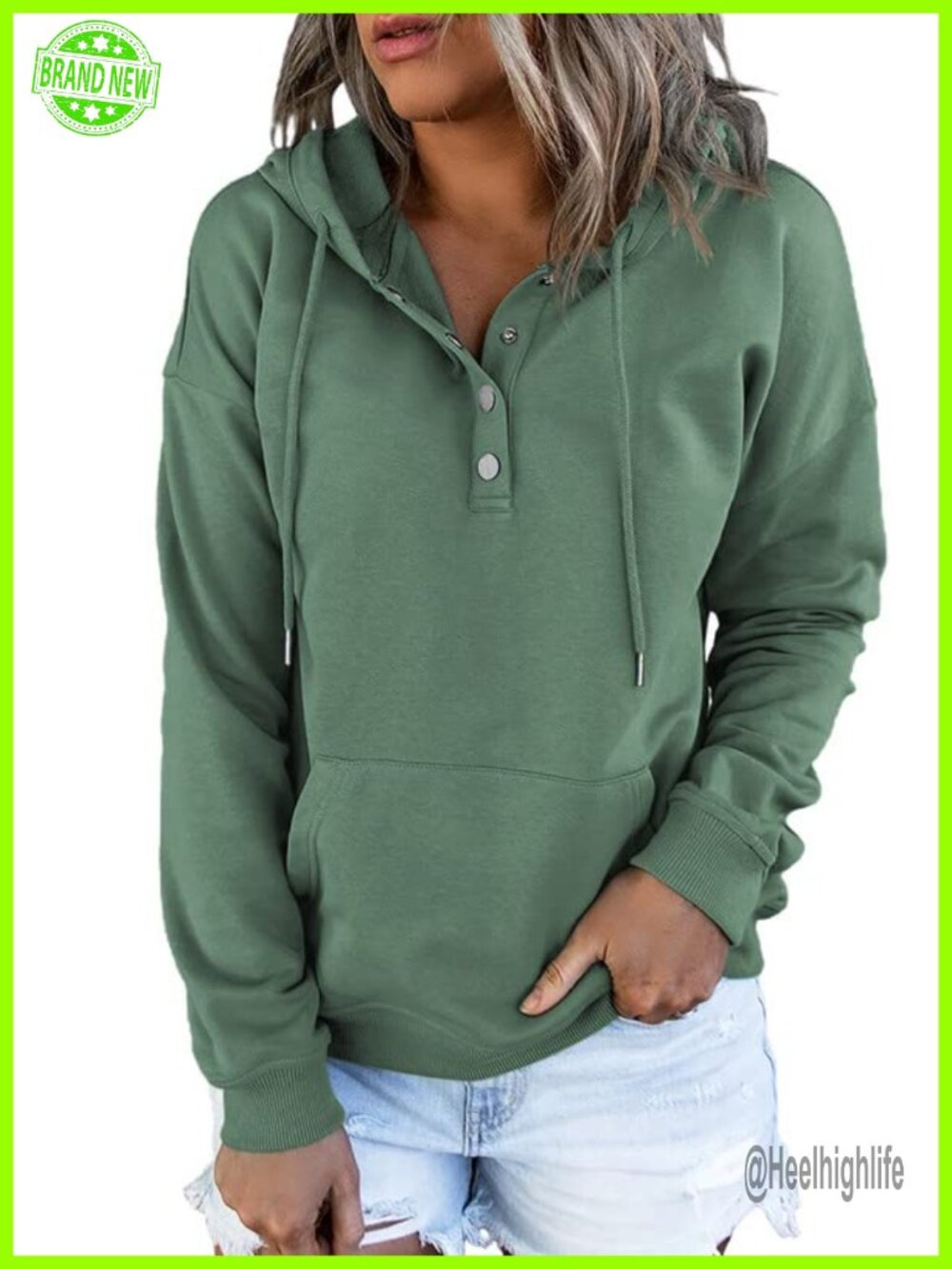Dokotoo Women's Oversized Hoodie Button Drawstring Sweatshirt Kangaroo Pocket
